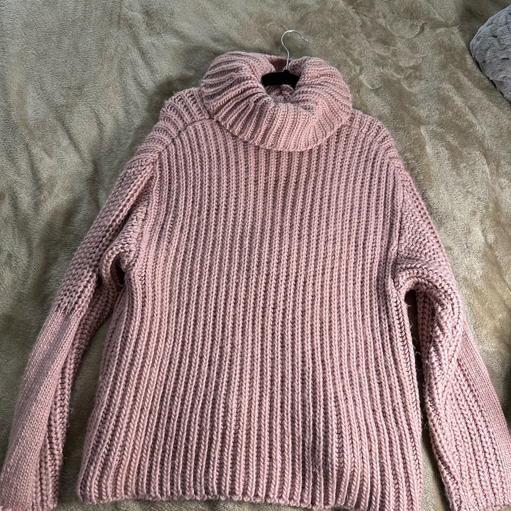 Forever 21 Pink Ribbed Cowl Turtleneck Sweater